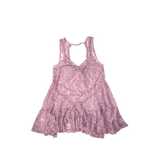 Intimately Free FP Lace Open Back Slip Dress Mauve Pink Sleeveless Size XS NWOT - Picture 2 of 9